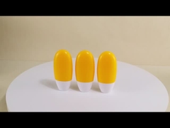 Bouteille à comprimer ronde et plate contenant 50 ml de crème solaire Cosmétique avec collier en PE et bouchon à vis blanc